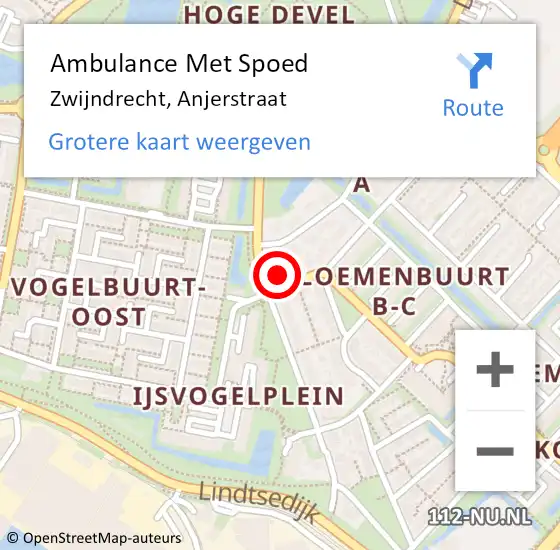 Locatie op kaart van de 112 melding: Ambulance Met Spoed Naar Zwijndrecht, Anjerstraat op 3 juni 2024 03:33