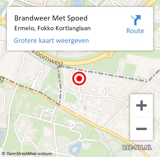 Locatie op kaart van de 112 melding: Brandweer Met Spoed Naar Ermelo, Fokko Kortlanglaan op 3 juni 2024 04:01