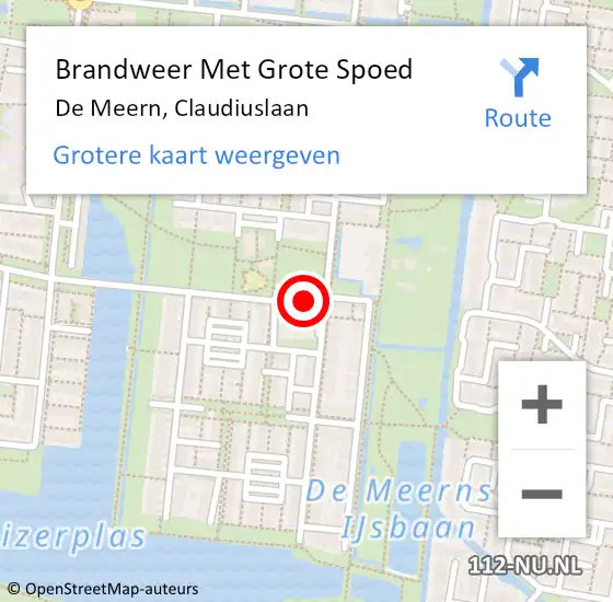 Locatie op kaart van de 112 melding: Brandweer Met Grote Spoed Naar De Meern, Claudiuslaan op 3 juni 2024 05:34