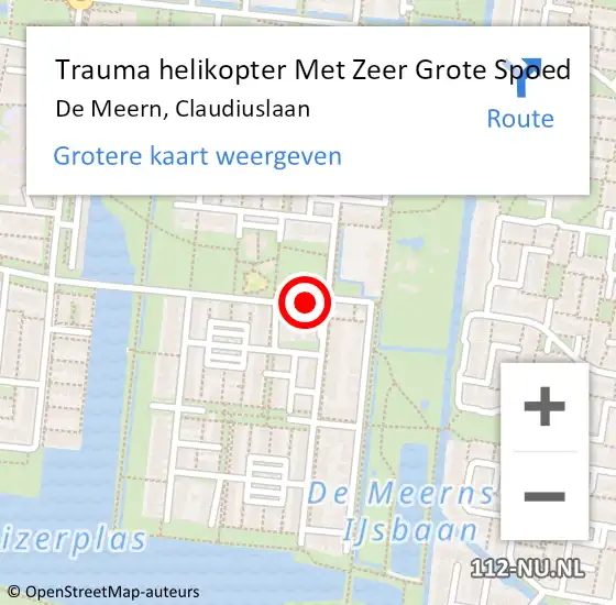 Locatie op kaart van de 112 melding: Trauma helikopter Met Zeer Grote Spoed Naar De Meern, Claudiuslaan op 3 juni 2024 05:34