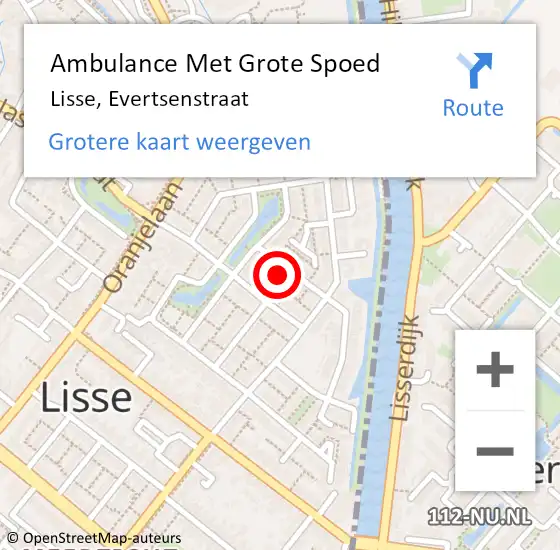 Locatie op kaart van de 112 melding: Ambulance Met Grote Spoed Naar Lisse, Evertsenstraat op 3 juni 2024 05:35