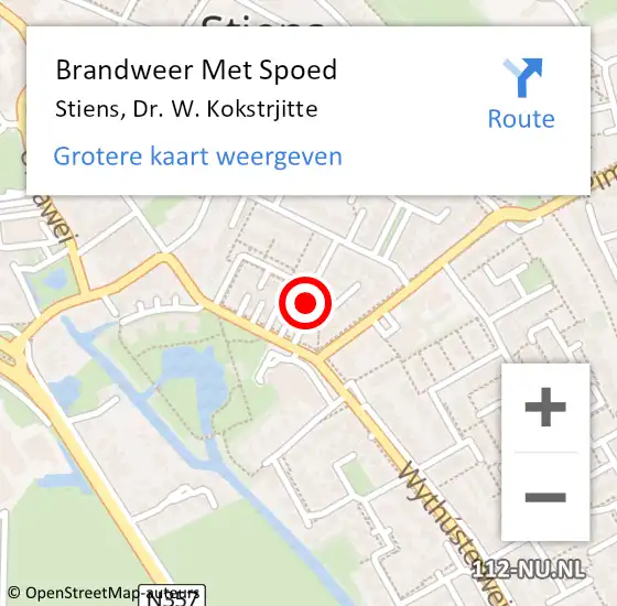 Locatie op kaart van de 112 melding: Brandweer Met Spoed Naar Stiens, Dr. W. Kokstrjitte op 3 juni 2024 05:44