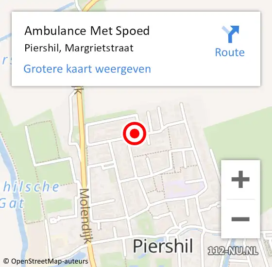 Locatie op kaart van de 112 melding: Ambulance Met Spoed Naar Piershil, Margrietstraat op 3 juni 2024 06:57