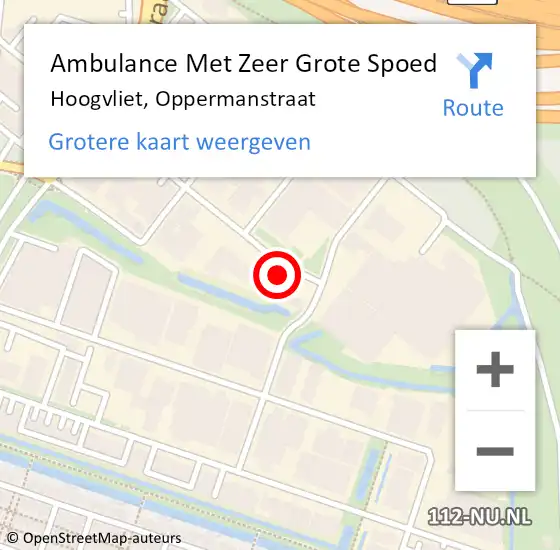 Locatie op kaart van de 112 melding: Ambulance Met Zeer Grote Spoed Naar Hoogvliet, Oppermanstraat op 3 juni 2024 07:26