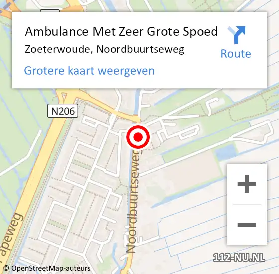 Locatie op kaart van de 112 melding: Ambulance Met Zeer Grote Spoed Naar Zoeterwoude, Noordbuurtseweg op 3 juni 2024 07:30