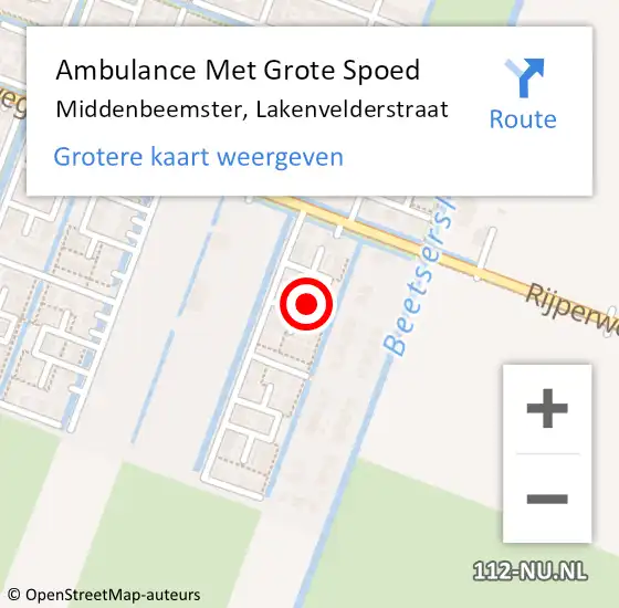 Locatie op kaart van de 112 melding: Ambulance Met Grote Spoed Naar Middenbeemster, Lakenvelderstraat op 3 juni 2024 07:30