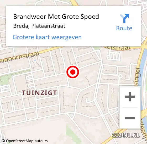 Locatie op kaart van de 112 melding: Brandweer Met Grote Spoed Naar Breda, Plataanstraat op 3 juni 2024 07:45