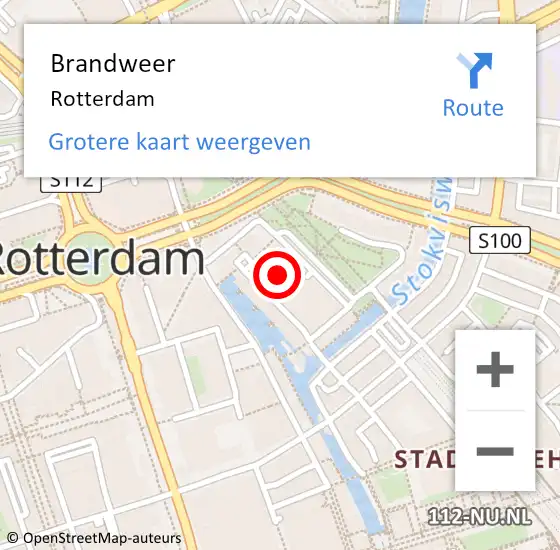 Locatie op kaart van de 112 melding: Brandweer Rotterdam op 3 juni 2024 08:00