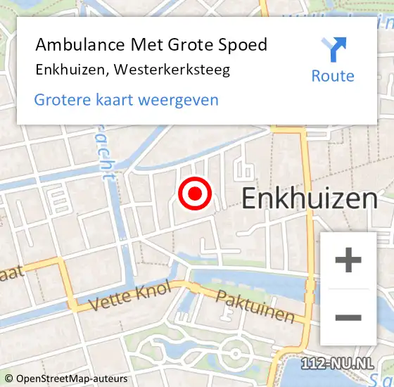 Locatie op kaart van de 112 melding: Ambulance Met Grote Spoed Naar Enkhuizen, Westerkerksteeg op 3 juni 2024 08:19