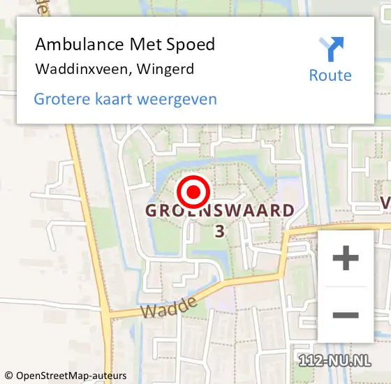 Locatie op kaart van de 112 melding: Ambulance Met Spoed Naar Waddinxveen, Wingerd op 3 juni 2024 09:04