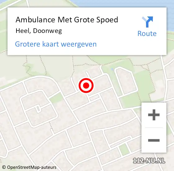 Locatie op kaart van de 112 melding: Ambulance Met Grote Spoed Naar Heel, Doonweg op 3 juni 2024 09:08