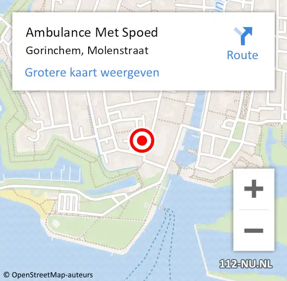 Locatie op kaart van de 112 melding: Ambulance Met Spoed Naar Gorinchem, Molenstraat op 3 juni 2024 09:10