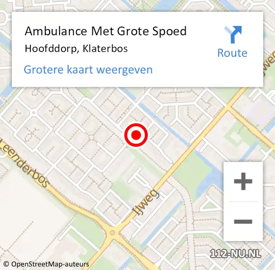 Locatie op kaart van de 112 melding: Ambulance Met Grote Spoed Naar Hoofddorp, Klaterbos op 3 juni 2024 09:18