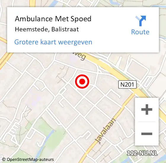 Locatie op kaart van de 112 melding: Ambulance Met Spoed Naar Heemstede, Balistraat op 3 juni 2024 09:26