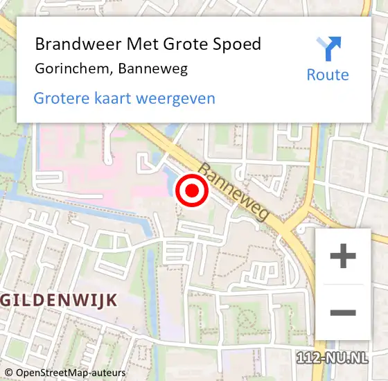 Locatie op kaart van de 112 melding: Brandweer Met Grote Spoed Naar Gorinchem, Banneweg op 3 juni 2024 09:27