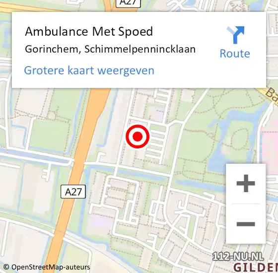 Locatie op kaart van de 112 melding: Ambulance Met Spoed Naar Gorinchem, Schimmelpennincklaan op 3 juni 2024 09:28