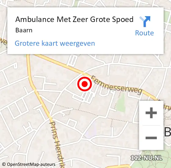 Locatie op kaart van de 112 melding: Ambulance Met Zeer Grote Spoed Naar Baarn op 3 juni 2024 09:34