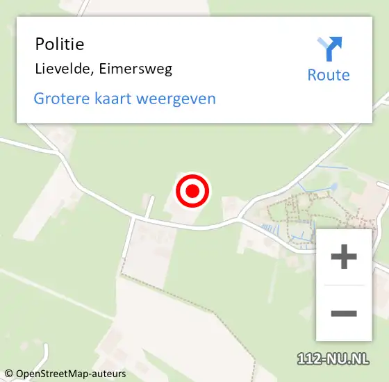 Locatie op kaart van de 112 melding: Politie Lievelde, Eimersweg op 3 juni 2024 09:43