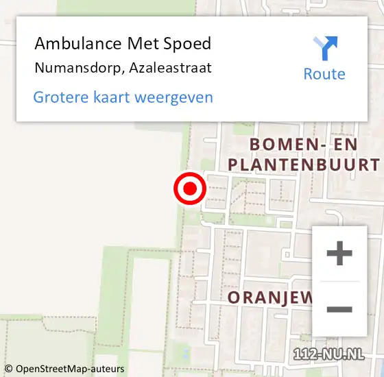 Locatie op kaart van de 112 melding: Ambulance Met Spoed Naar Numansdorp, Azaleastraat op 3 juni 2024 09:49