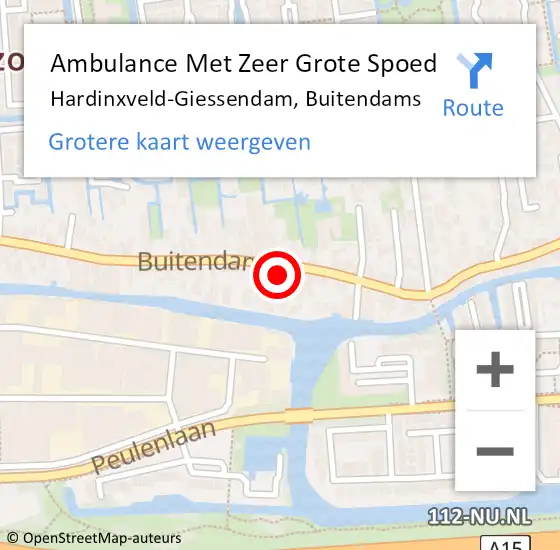 Locatie op kaart van de 112 melding: Ambulance Met Zeer Grote Spoed Naar Hardinxveld-Giessendam, Buitendams op 3 juni 2024 09:56