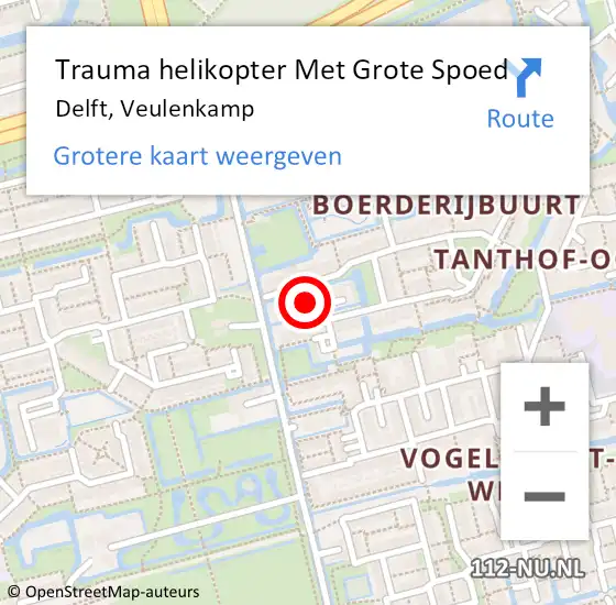 Locatie op kaart van de 112 melding: Trauma helikopter Met Grote Spoed Naar Delft, Veulenkamp op 3 juni 2024 09:58