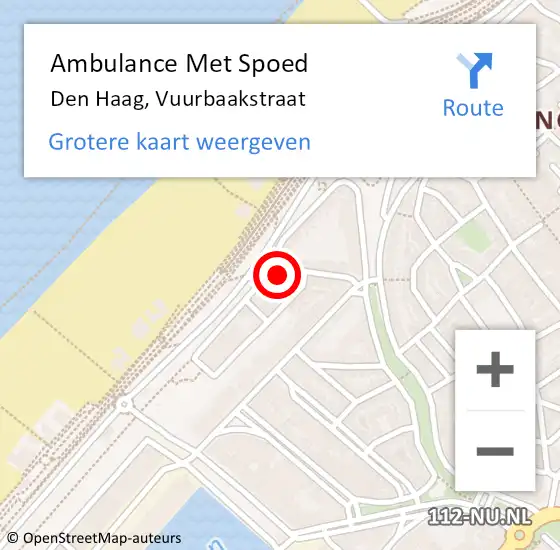 Locatie op kaart van de 112 melding: Ambulance Met Spoed Naar Den Haag, Vuurbaakstraat op 3 juni 2024 10:13