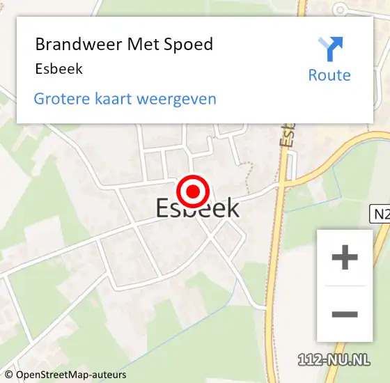 Locatie op kaart van de 112 melding: Brandweer Met Spoed Naar Esbeek op 3 juni 2024 10:28