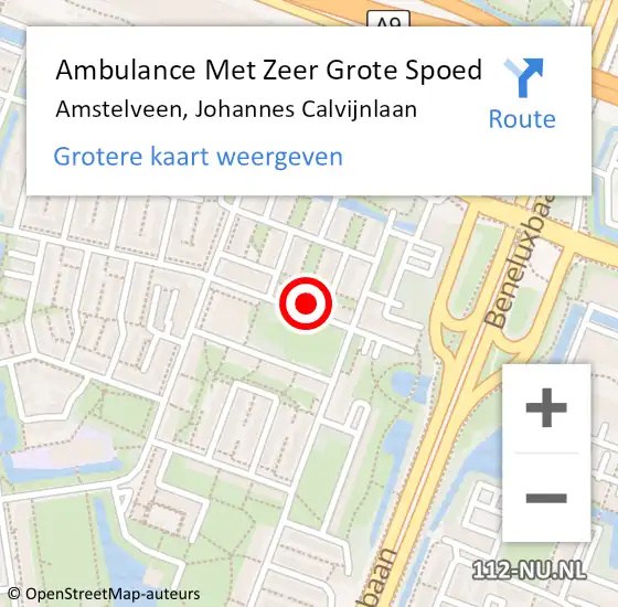 Locatie op kaart van de 112 melding: Ambulance Met Zeer Grote Spoed Naar Amstelveen, Johannes Calvijnlaan op 3 juni 2024 10:34