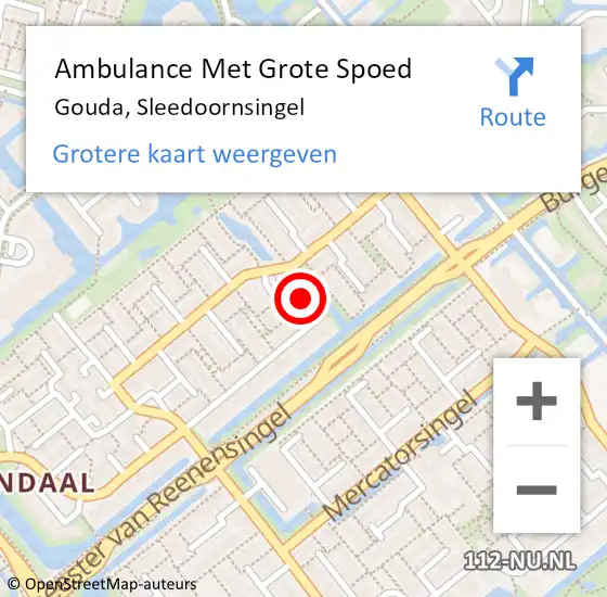 Locatie op kaart van de 112 melding: Ambulance Met Grote Spoed Naar Gouda, Sleedoornsingel op 3 juni 2024 10:34