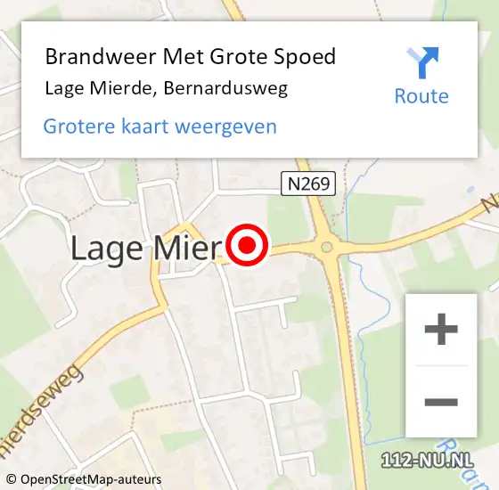 Locatie op kaart van de 112 melding: Brandweer Met Grote Spoed Naar Lage Mierde, Bernardusweg op 3 juni 2024 11:00