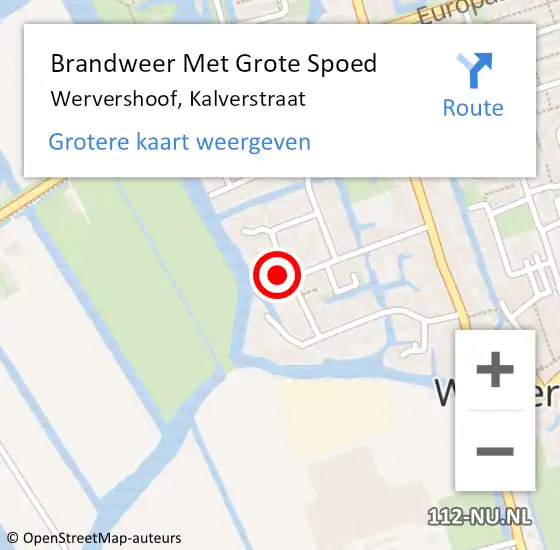 Locatie op kaart van de 112 melding: Brandweer Met Grote Spoed Naar Wervershoof, Kalverstraat op 3 juni 2024 11:11