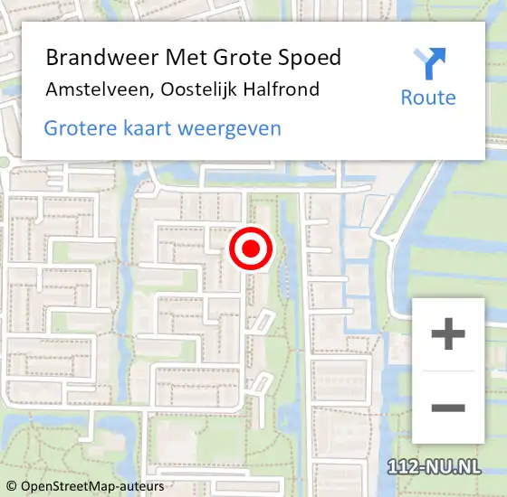 Locatie op kaart van de 112 melding: Brandweer Met Grote Spoed Naar Amstelveen, Oostelijk Halfrond op 3 juni 2024 11:14