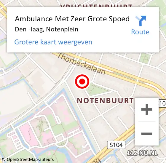 Locatie op kaart van de 112 melding: Ambulance Met Zeer Grote Spoed Naar Den Haag, Notenplein op 3 juni 2024 11:32