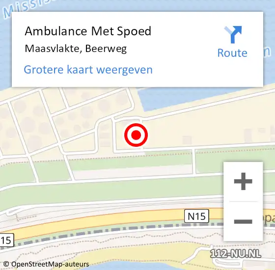 Locatie op kaart van de 112 melding: Ambulance Met Spoed Naar Maasvlakte, Beerweg op 3 juni 2024 11:53