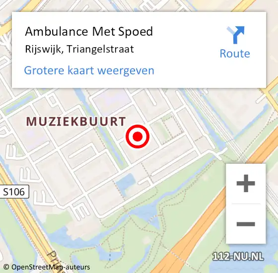 Locatie op kaart van de 112 melding: Ambulance Met Spoed Naar Rijswijk, Triangelstraat op 3 juni 2024 11:53