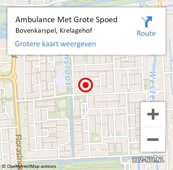 Locatie op kaart van de 112 melding: Ambulance Met Grote Spoed Naar Bovenkarspel, Krelagehof op 3 juni 2024 11:54