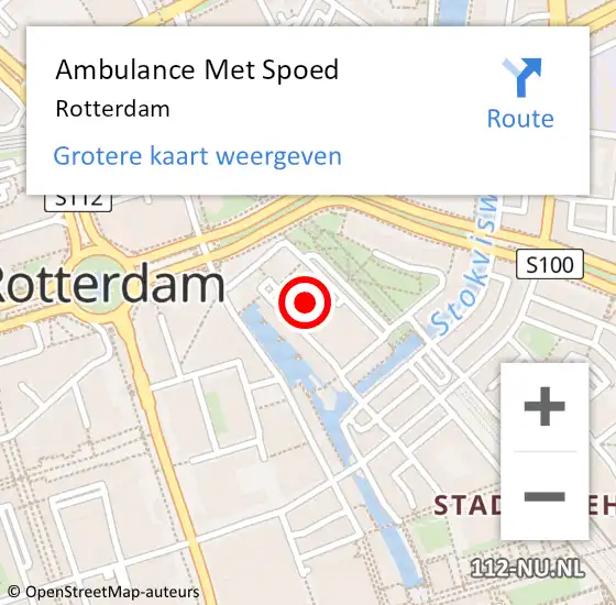 Locatie op kaart van de 112 melding: Ambulance Met Spoed Naar Rotterdam op 3 juni 2024 11:57