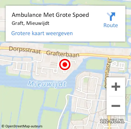 Locatie op kaart van de 112 melding: Ambulance Met Grote Spoed Naar Graft, Mieuwijdt op 3 juni 2024 11:58