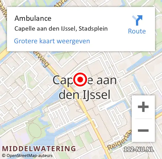 Locatie op kaart van de 112 melding: Ambulance Capelle aan den IJssel, Stadsplein op 3 juni 2024 12:16