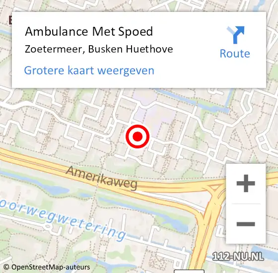 Locatie op kaart van de 112 melding: Ambulance Met Spoed Naar Zoetermeer, Busken Huethove op 3 juni 2024 12:25