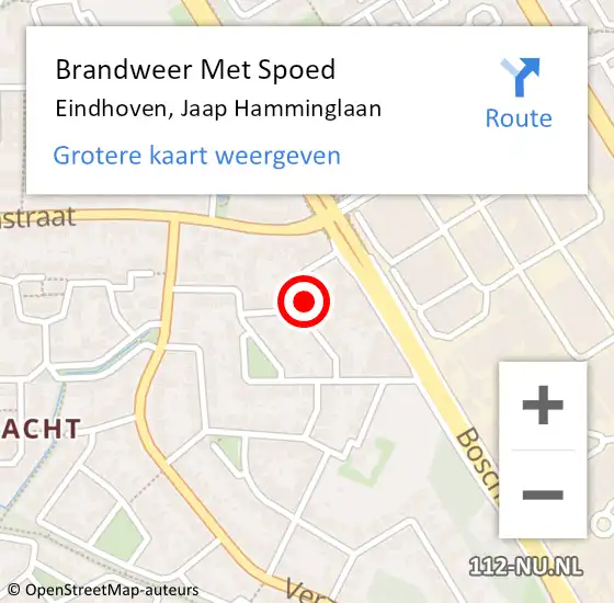 Locatie op kaart van de 112 melding: Brandweer Met Spoed Naar Eindhoven, Jaap Hamminglaan op 3 juni 2024 12:25