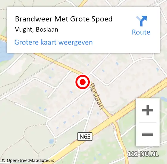 Locatie op kaart van de 112 melding: Brandweer Met Grote Spoed Naar Vught, Boslaan op 3 juni 2024 12:34