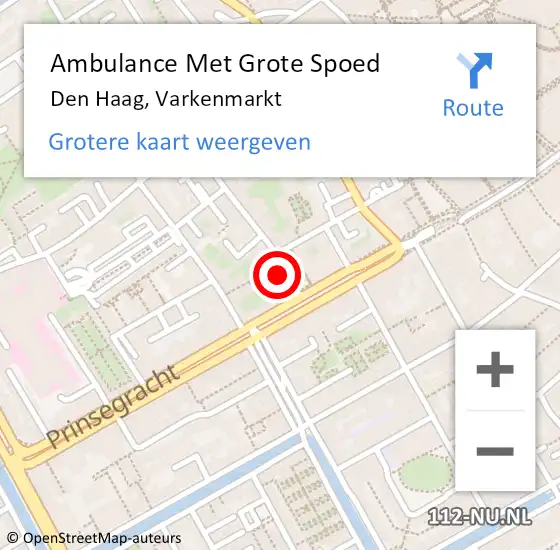 Locatie op kaart van de 112 melding: Ambulance Met Grote Spoed Naar Den Haag, Varkenmarkt op 3 juni 2024 12:37