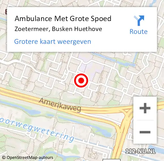 Locatie op kaart van de 112 melding: Ambulance Met Grote Spoed Naar Zoetermeer, Busken Huethove op 3 juni 2024 12:40