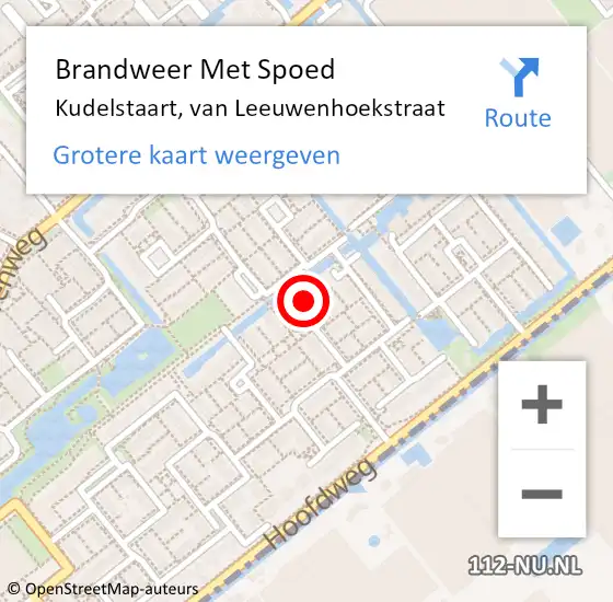 Locatie op kaart van de 112 melding: Brandweer Met Spoed Naar Kudelstaart, van Leeuwenhoekstraat op 3 juni 2024 12:40