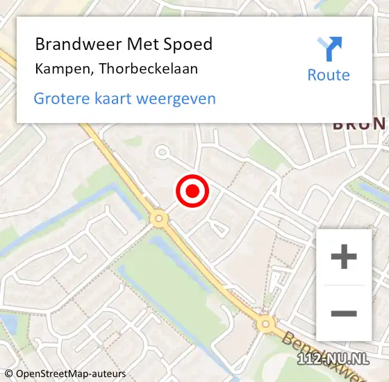 Locatie op kaart van de 112 melding: Brandweer Met Spoed Naar Kampen, Thorbeckelaan op 3 juni 2024 12:43