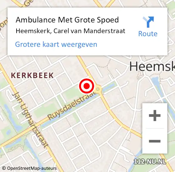 Locatie op kaart van de 112 melding: Ambulance Met Grote Spoed Naar Heemskerk, Carel van Manderstraat op 3 juni 2024 12:44