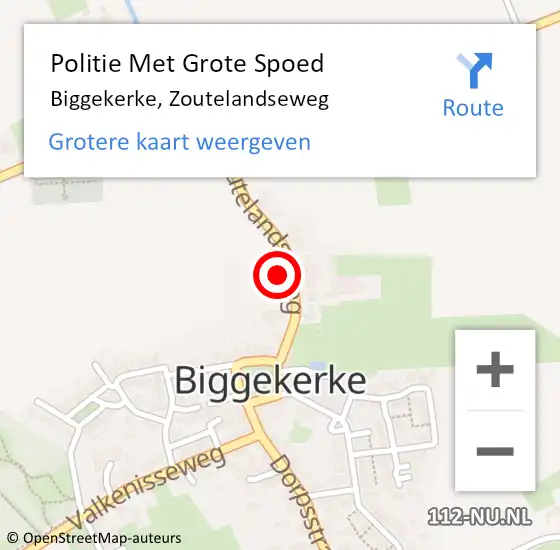 Locatie op kaart van de 112 melding: Politie Met Grote Spoed Naar Biggekerke, Zoutelandseweg op 3 juni 2024 13:03