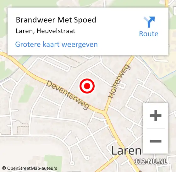 Locatie op kaart van de 112 melding: Brandweer Met Spoed Naar Laren, Heuvelstraat op 3 juni 2024 13:09