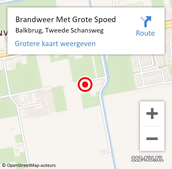 Locatie op kaart van de 112 melding: Brandweer Met Grote Spoed Naar Balkbrug, Tweede Schansweg op 3 juni 2024 13:11